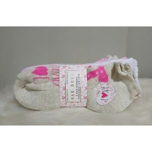 Rae Dunn 6 Pair Cushioned Low Cut Socks Spread Love Heart Pink White Valentine's